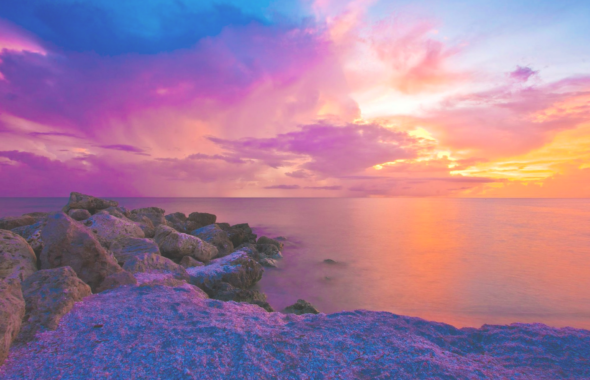 ビーチ、サンセット、マインドフルネス